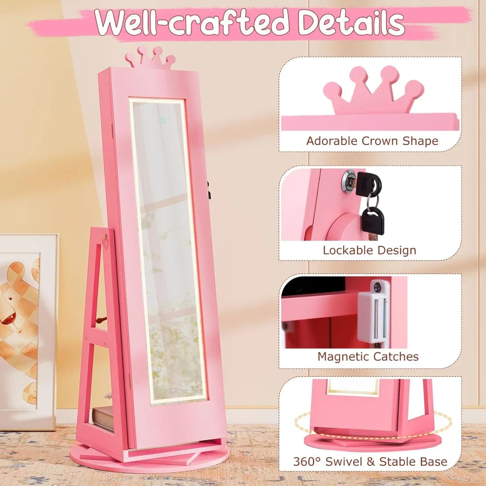 Swivel Mirror Jewelry Armoire
